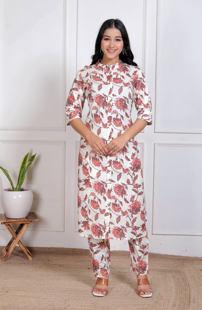 Pure Sanganeri Cotton Long Co - ord Set - Yanchi