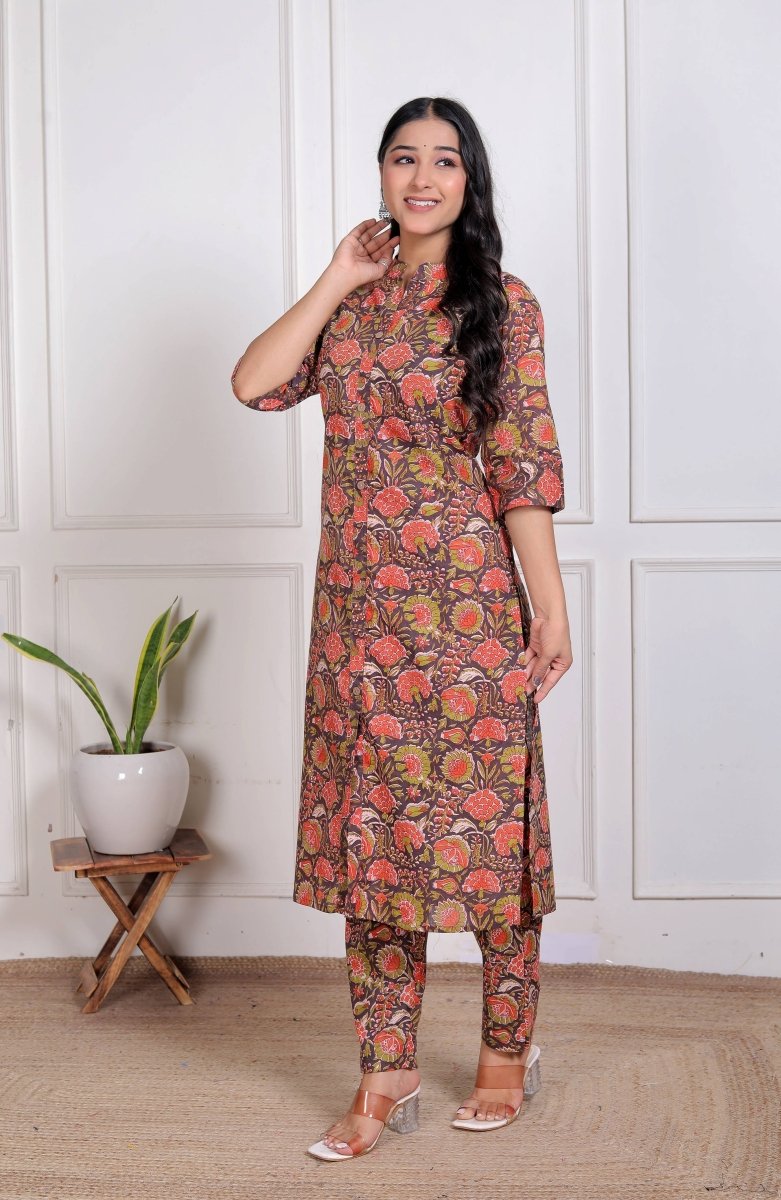 Pure Sanganeri Cotton Long Co - ord Set - Yanchi