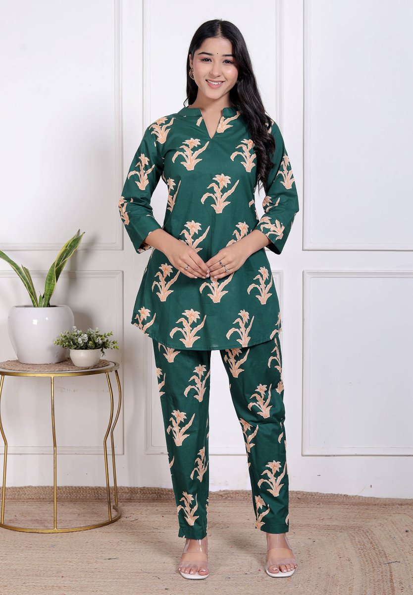 Pure Sanganeri Cotton Long Co - ord Set - Yanchi