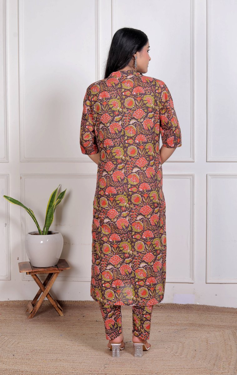 Pure Sanganeri Cotton Long Co - ord Set - Yanchi