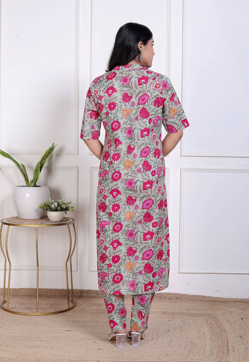 Pure Sanganeri Cotton Long Co - ord Set - Yanchi