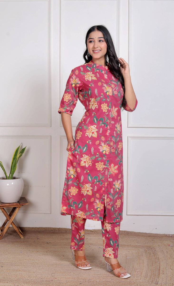 Pure Sanganeri Cotton Long Co - ord Set - Yanchi