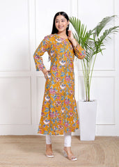 Pure Sanganeri Cotton Print Kurti with Katha Work - Yanchi