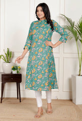 Pure Sanganeri Cotton Print Kurti with Katha Work - Yanchi