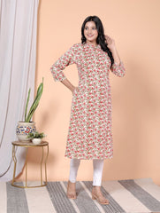 Pure Sanganeri Cotton Print Kurti with Katha Work - Yanchi