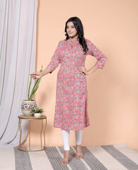 Pure Sanganeri Cotton Print Kurti with Katha Work - Yanchi