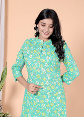 Pure Sanganeri Cotton Print Kurti with Katha Work - Yanchi