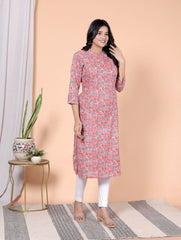 Pure Sanganeri Cotton Print Kurti with Katha Work - Yanchi