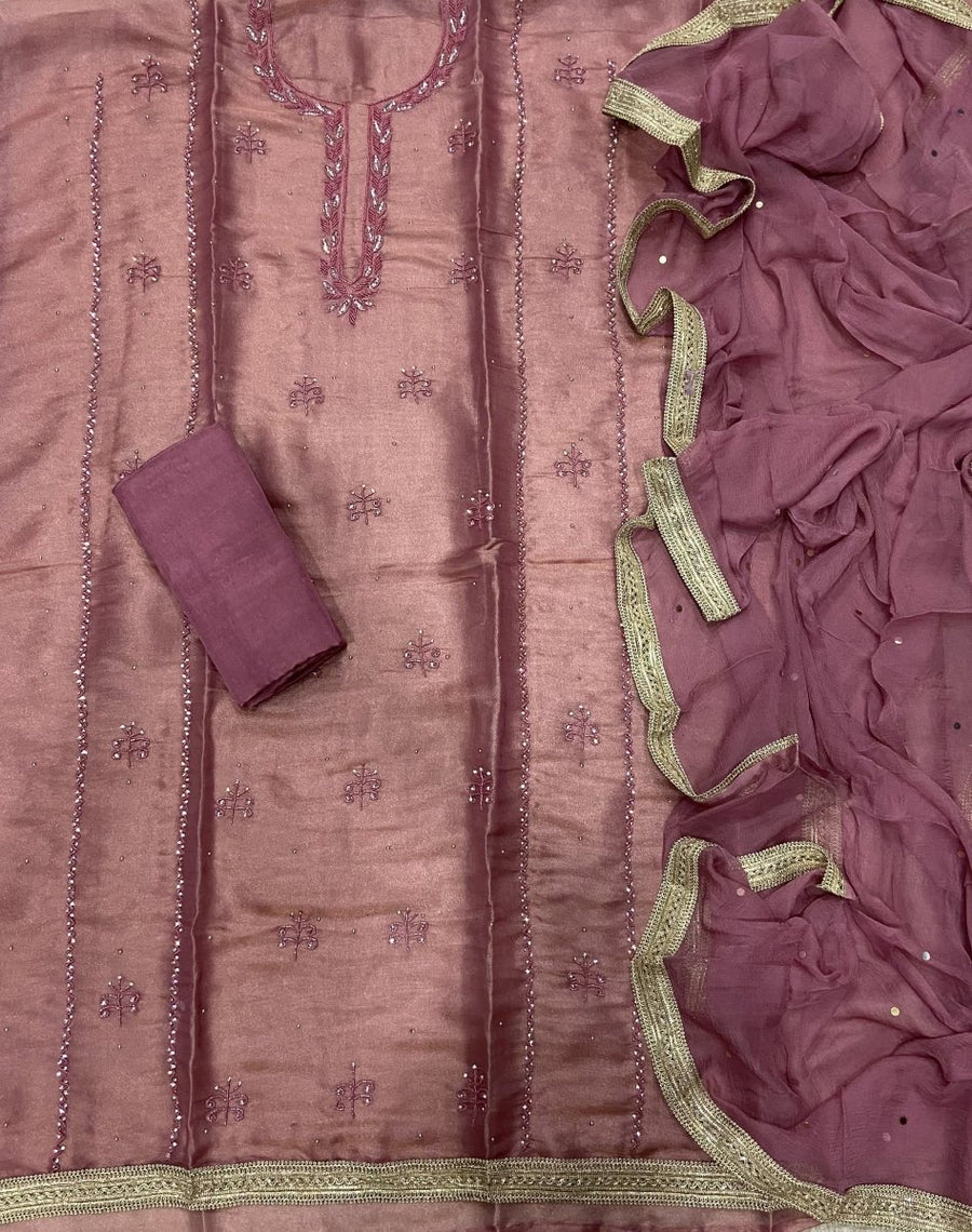 Pure Skylon Suit Set with Bidas & stone work - Yanchi