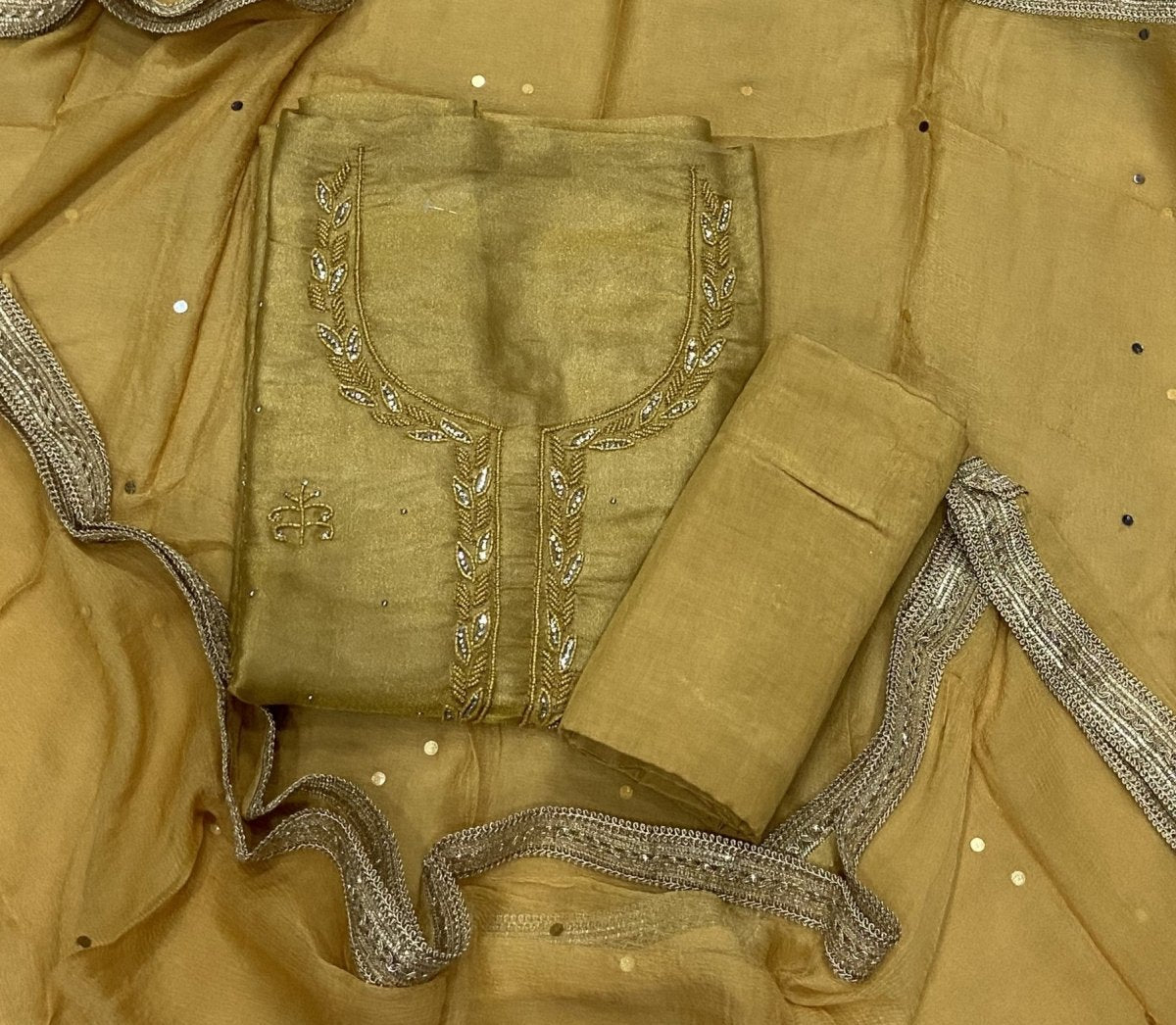 Pure Skylon Suit Set with Bidas & stone work - Yanchi