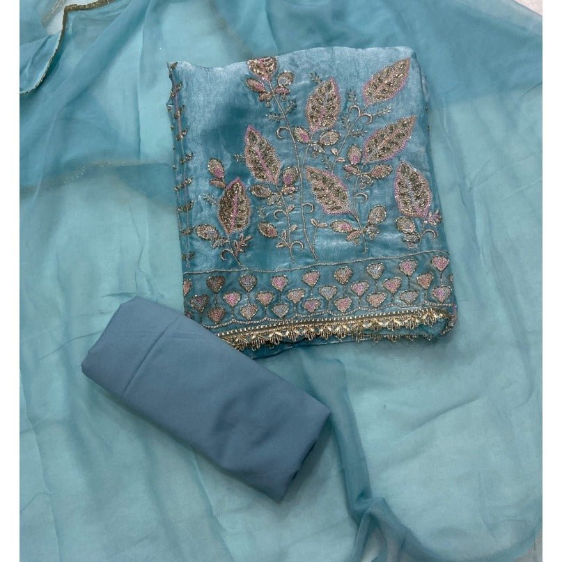 Pure Skylon Suit Set with Cutdana Work - Yanchi