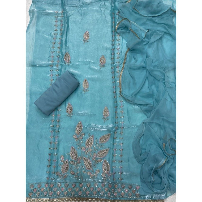 Pure Skylon Suit Set with Cutdana Work - Yanchi
