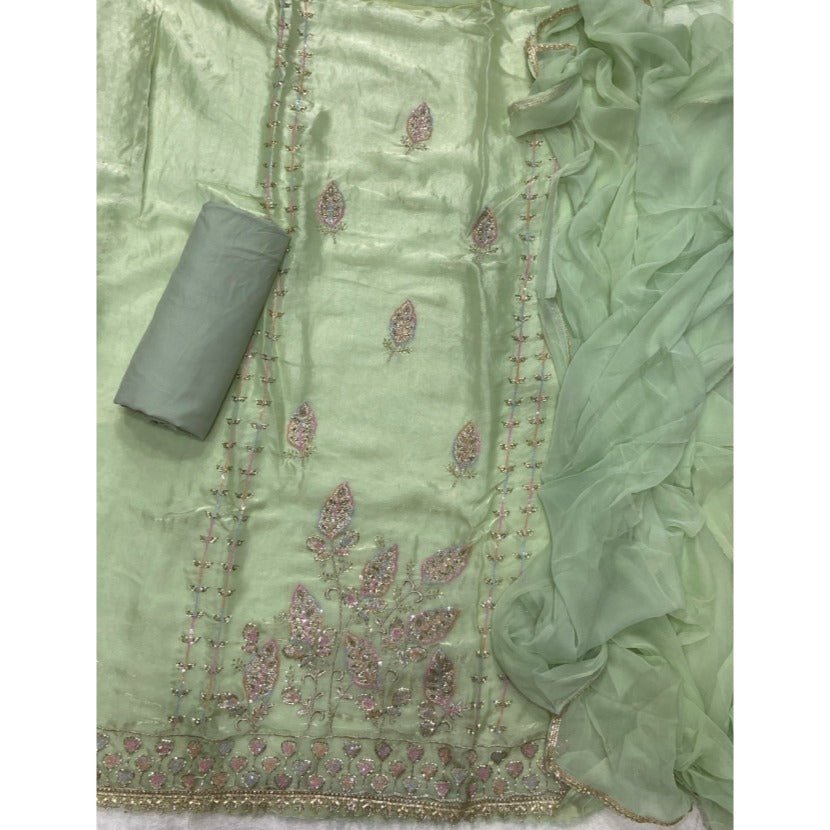 Pure Skylon Suit Set with Cutdana Work - Yanchi