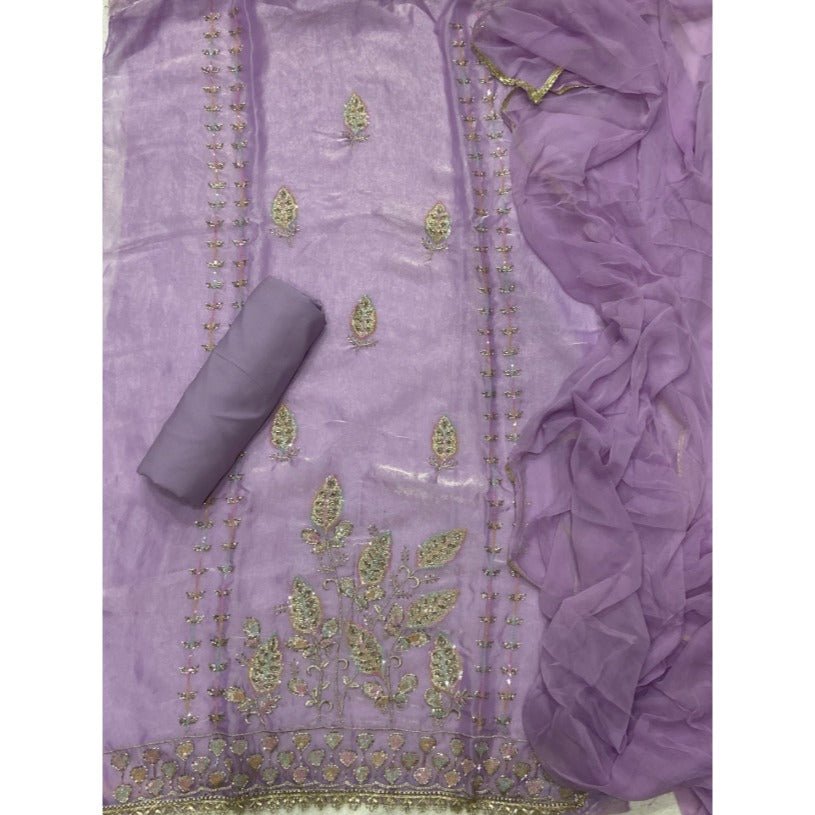 Pure Skylon Suit Set with Cutdana Work - Yanchi
