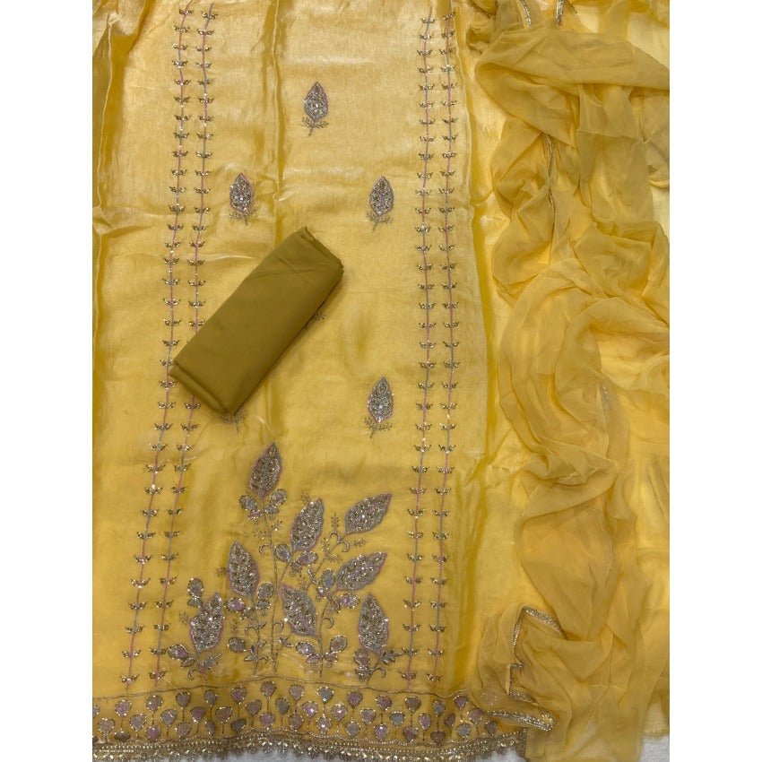 Pure Skylon Suit Set with Cutdana Work - Yanchi