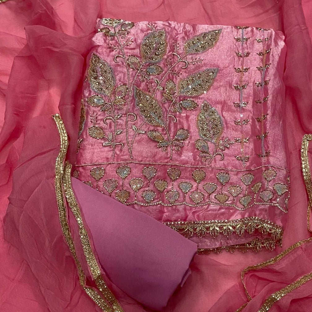 Pure Skylon Suit Set with Cutdana Work - Yanchi