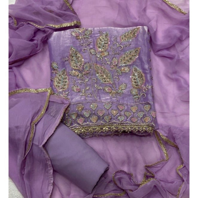 Pure Skylon Suit Set with Cutdana Work - Yanchi