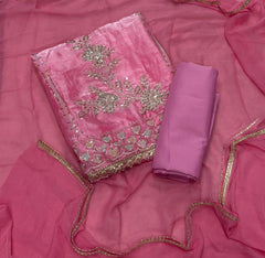 Pure Skylon Suit Set with Cutdana & Zari work - Yanchi