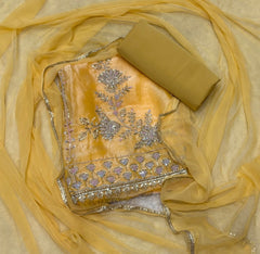 Pure Skylon Suit Set with Cutdana & Zari work - Yanchi
