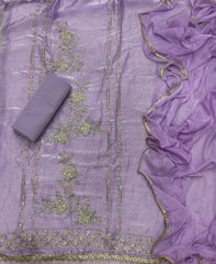 Pure Skylon Suit Set with Cutdana & Zari work - Yanchi