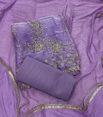 Pure Skylon Suit Set with Cutdana & Zari work - Yanchi