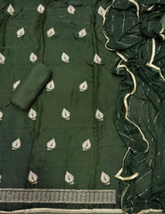 Pure Skylon Suit Set with Cutdana & Zari work - Yanchi