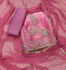 Pure Skylon Suit Set with Cutdana & Zari work - Yanchi