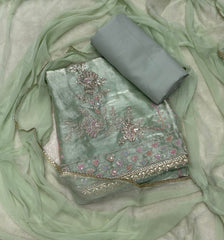 Pure Skylon Suit Set with Cutdana & Zari work - Yanchi