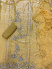 Pure Skylon Suit Set with Cutdana & Zari work - Yanchi