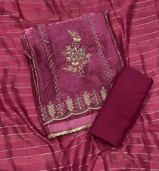 Pure Skylon Suit Set with Cutdana & Zari work - Yanchi
