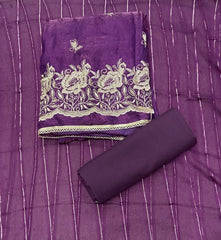 Pure Skylon Suit Set with Zari & cutdana Work - Yanchi