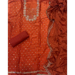 Pure Skylon Suit Set with Zari & sequence Work - Yanchi