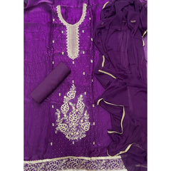 Pure Skylon Suit Set with Zari & sequence Work - Yanchi