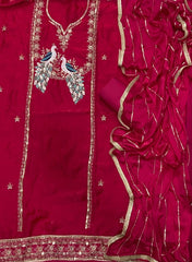 Pure Skylon Suit Set with Zari & sequence Work - Yanchi