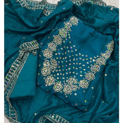 Pure Skylon Suit Set with Zari & sequence Work - Yanchi