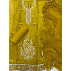 Pure Skylon Suit Set with Zari & sequence Work - Yanchi