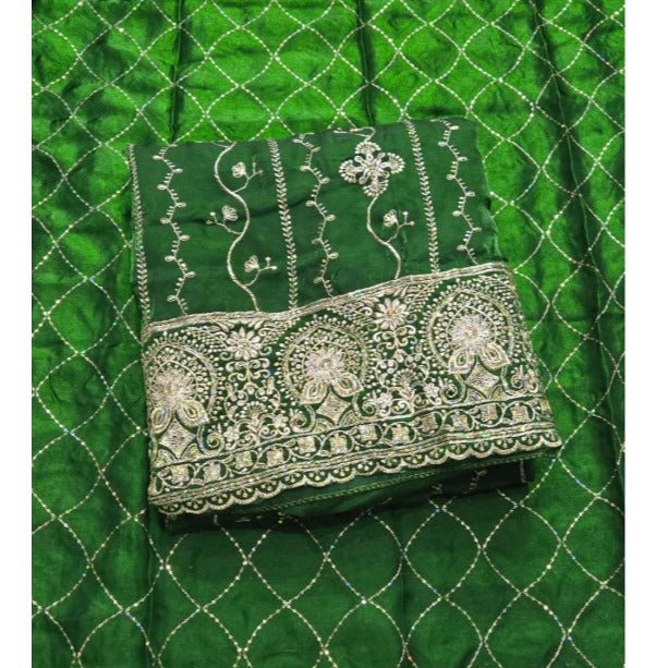 Pure Skylon Suit Set with Zari & sequence Work - Yanchi