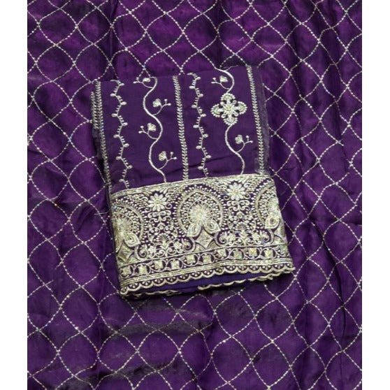 Pure Skylon Suit Set with Zari & sequence Work - Yanchi