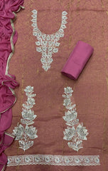 Pure Skylon Suit Set with Zari & sequence Work - Yanchi
