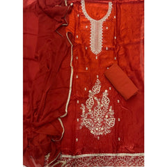 Pure Skylon Suit Set with Zari & sequence Work - Yanchi