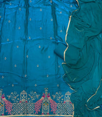 Pure Skylon Suit Set with Zari & sequence Work - Yanchi