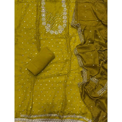 Pure Skylon Suit Set with Zari & sequence Work - Yanchi