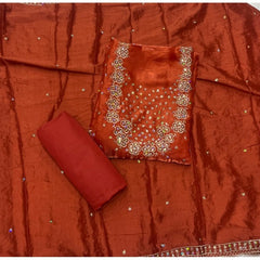 Pure Skylon Suit Set with Zari & sequence Work - Yanchi