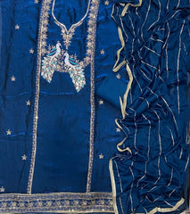 Pure Skylon Suit Set with Zari & sequence Work - Yanchi