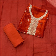 Pure Skylon Suit Set with Zari & sequence Work - Yanchi