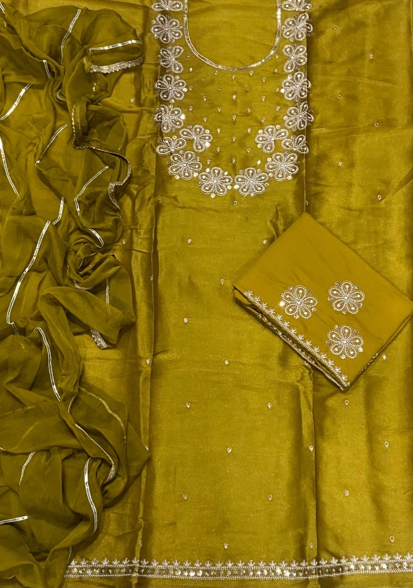 Pure Viscose Burberry Suit Set with Sequence & Zari Thread Work - Yanchi