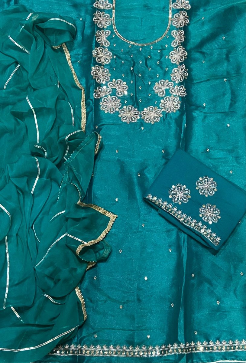 Pure Viscose Burberry Suit Set with Sequence & Zari Thread Work - Yanchi