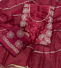 Pure Viscose Burberry Suit Set with Sequence & Zari Thread Work - Yanchi