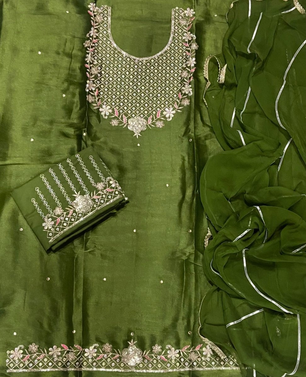 Pure Viscose Burberry Suit Set with Sequence & Zari Thread Work - Yanchi