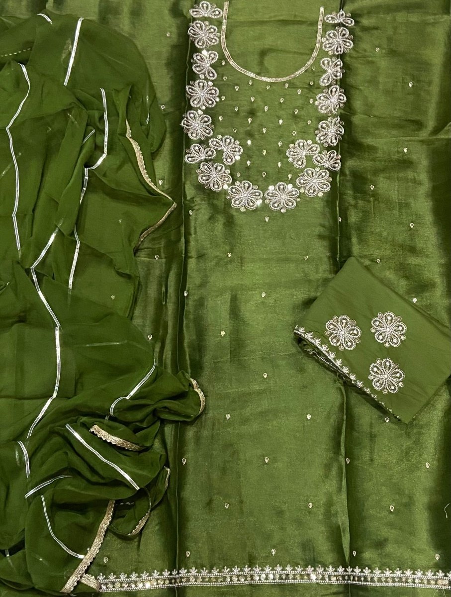 Pure Viscose Burberry Suit Set with Sequence & Zari Thread Work - Yanchi